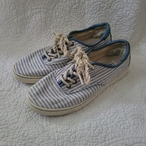 UGG Canvas Blue & White Striped Low Top Lace UP Sneakers